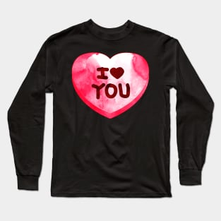 Watercolor Candy Heart I Love You Valentine Long Sleeve T-Shirt